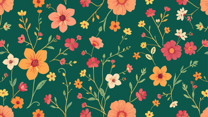 Colorful hand drawn ditsy flowers. Vector seamless pattern
