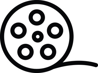 Film Reel Line Icon in Simple Style