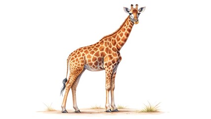Fototapeta premium Watercolor giraffe on a white background