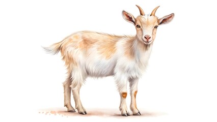 Fototapeta premium Watercolor painting of a young goat
