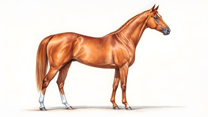 Obraz premium Watercolor painting of a chestnut horse