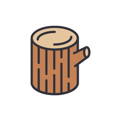 Stylized Log With Branch Isolated On Transparent Canvas For Design