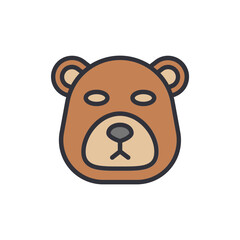 Simple Brown Bear Head Cartoon Illustration On Transparent Background