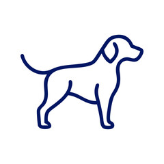 Vector art of a blue line drawing of a dog