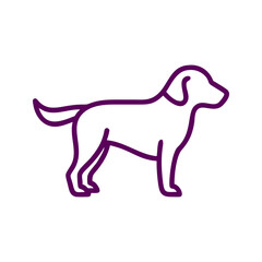 Vector art of a purple line drawing of a dog