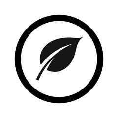 Fototapeta premium Vector art of a black leaf icon inside a circle 