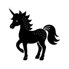 Vector art of a cute black unicorn silhouette
