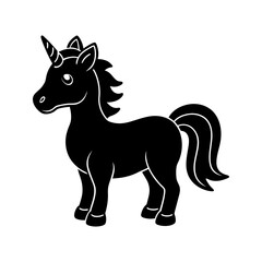 Vector art of a cute black unicorn silhouette