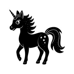 Vector art of a cute black unicorn silhouette 