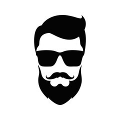 Vector art of closeup of a mans face with a beard, mustache and sunglasses