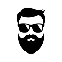 Vector art of a man with a beard, mustache and sunglasses 