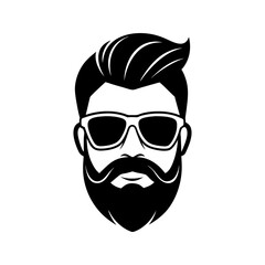 Vector art of a stylish man with a beard and mustache, wearing sunglasses