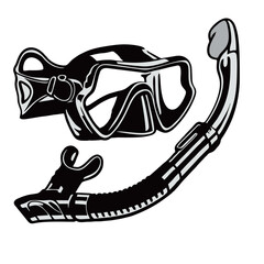 silhouette image of swimming goggles on white background