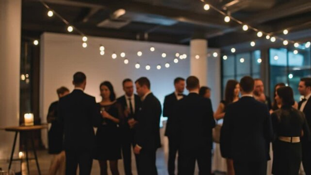 People gathering in a modern interior setting