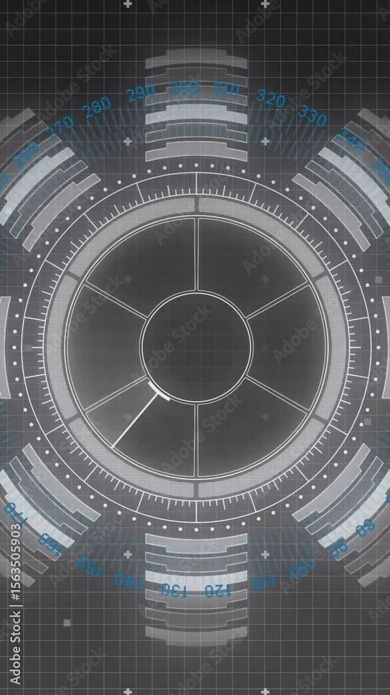 Poster animation of data processing and scope scanning over black background
