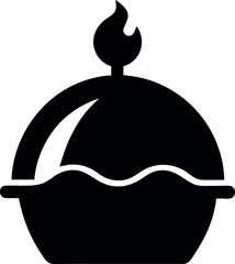 Dish or Tray Food silhouette illustration icon on white background	
