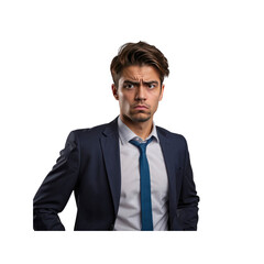 Skeptical Young Businessman in Suit
