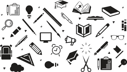 Cartoon stationery vector seamless pattern