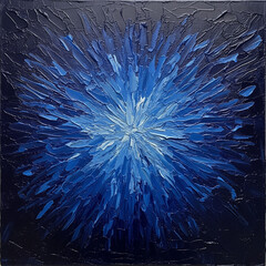 Obraz premium Abstract Blue Impasto Painting: Dynamic Energy, Textured Canvas, Deep Hues