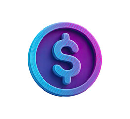 Obraz premium Vibrant Dollar Coin Illustration with a Neon Glow on transparent background