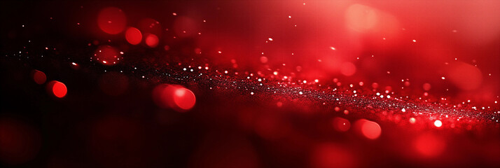 Bright horizontal red background with hearts