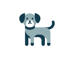 Fototapeta premium Simple geometric dog illustration in blue and grey