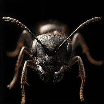 Extreme Close Up of a Black Ant Detailed Insect Macro