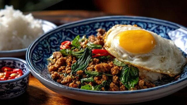 pad kra pao thailand dish video