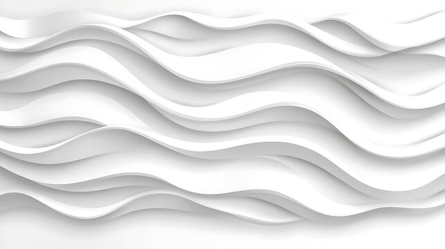 Abstract 3d seamless white wave pattern with dynamic light and shadow for modern wall decorative panels and textured backgrounds