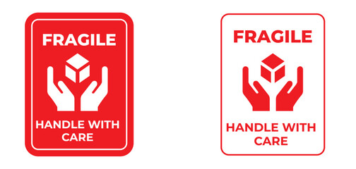 handle with care icon in white and red colors. handle with care flat vector icon from handle with care collection for web, mobile apps and ui.