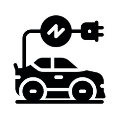 Illustration of electric vehicle charging station icon ev car plug in symbol for green energy transport innovation vector