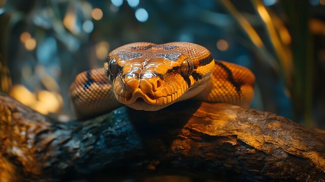 Stunning Close Up of a Sumatran Short tailed Python Resting on a Branch