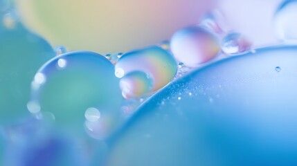 Abstract oil and water droplets, soft pastel colors