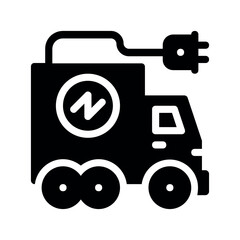 Illustration of electric vehicle charging truck icon for sustainable energy and eco friendly transportation solutions design vector