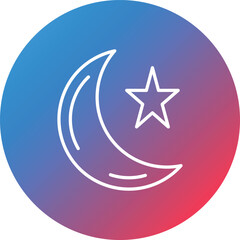 Moon Line Gradient Circle Background Icon