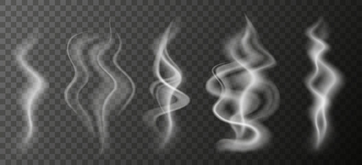 Realistic steam and smoke with soft transparent flow and natural motion for design overlays hot drinks or food