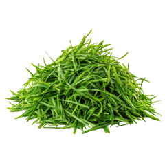 Pile of freshly cut green grass blades isolated on transparent background