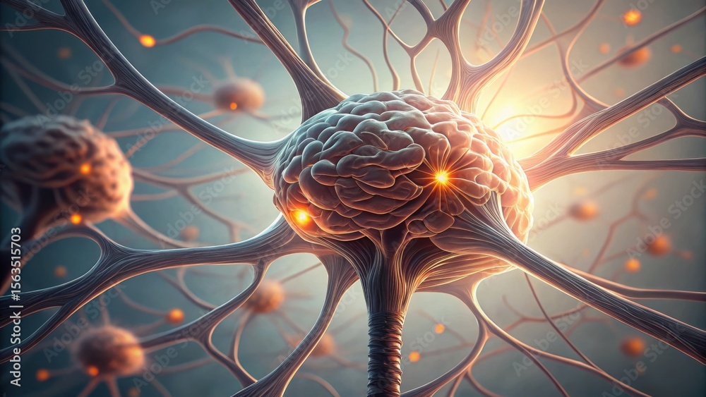 Poster Macro View of Brain Cells Forming New Connections and Neural Activity