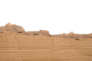 torn or ripped brown cardboard paper isolated on transparent background,realistic piece of torn...