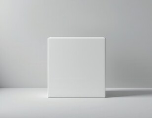 Minimalist white cube on white background for product display and presentation
