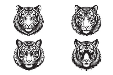 Vector illustration of a majestic tiger head silhouette