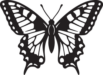 Elegant butterfly design black and white art, Delicate insect outline minimal vector