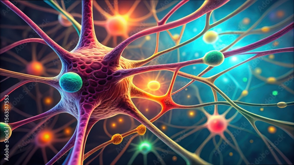 Poster Detailed View of Neuron Network Under Nanotechnology in Gigapixel Format