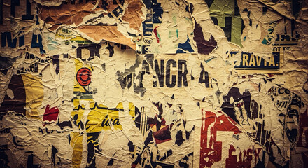 Naklejka premium Grunge Wall Background - Full Frame Ripped and Peeling Posters
