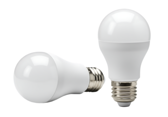 Two modern energy efficient white led light bulbs Isolated on transparent background