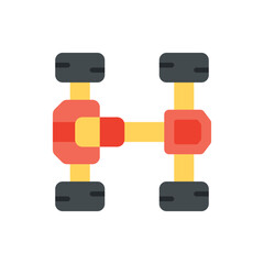 Illustration of illustration of a simple car chassis with wheels and suspension for vehicle design and engineering use vector