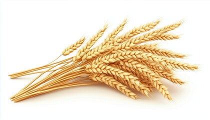 Realistic Oat Bunch: Yellow Cereals For Bakery And Flour Production. Wheat Ears Spikelets With Grains For Organic Vegetarian Food Packaging.
