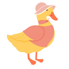 Adorable Duck Wearing Hat and Scarf – Hand-Drawn Vector