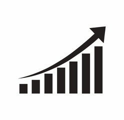 Upward Arrow Over Bar Graph Icon for Data Growth