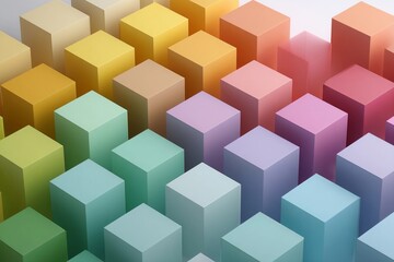 Vibrant Blocks in Isometric Arrangement Showcasing Mesmerizing Color Gradients Generative AI